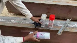 DPT test of welding // Dye penetrant testing of welding.