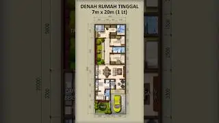 Denah Rumah 7x20 1 Lantai #shorts #denahrumah #desainrumah