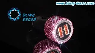 Bling Car Charger Dual USB Port Quick Charge 3.0 Crystal Bling Decor Car Accessories for Women Girls