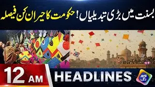 Major Changes in Basant | Headlines 12 AM | 25 January 2026 | Lahore Rang