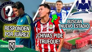América responde a Cruz Azul por Juárez|Chivas pide trueque con Pachuca|Rayados busca nuevo estadio