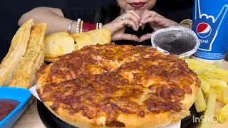 Eating Pizza Hut,margarita pizza,garlic stick,paneer pocket,choco lava#mukbang #food #foodie