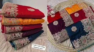 Party Wear Vichitra Silk Sarees with Heavy Embroidery Work❤️❤️