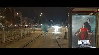 Poland, Warsaw, Wrocławska Tram Stop @ night