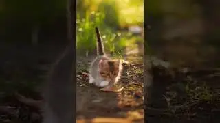 Will It Catch the Leaf?! 🐱🍂 #shorts