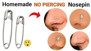 DIY homemade cute 🥰nose pin /How to make nose pin at home/nose pin making with safety pin/nose pin