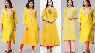 Stylish yellow kurtis /simple and stylish kurti design /daily wear kurti collections /dress Haul