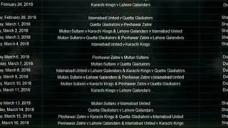 PSL 2018 Schedule||Date,time and venue||