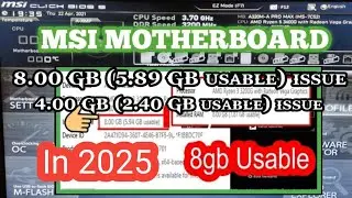 8.00 GB( 5.89 GB usable ) 2025 how to fix usable ram in all MSI motherboard In 2025 #tech fixram