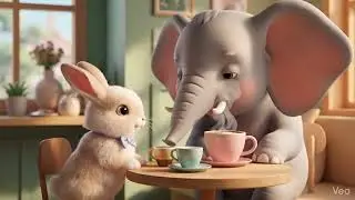 Cute Baby Elephant & Bunny Sharing Coffee ☕🐘🐰 | Cozy Animated Short