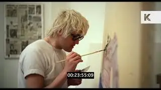 Early 1970s David Hockney Painting in Studio | Premium