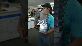 How many dozen can he stack?  #golf #golfballs