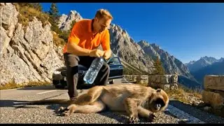 Injured Monkey Rescue Story | Man Saves Unconscious Monkey on Cliff Road