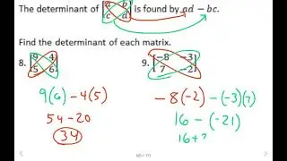 ACT Prep Math Matrices Notes #8-10