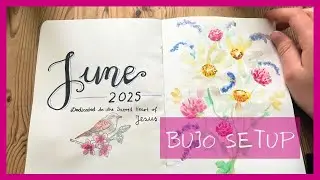 Relaxing PWM: June BuJo Setup - Watercolour Wildflowers Floral Theme