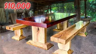 Making $10,000 Stunning Wooden Table And Long Chair From Old Wood | The Ultimate Woodworking Skills