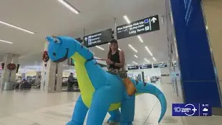 Tampa Bay-area woman surprises brother with unique greeting at the airport during Thanksgiving week