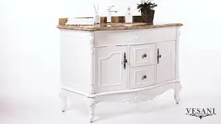 Badrumskommod Ottowa vit 120cm med beige marmorskiva