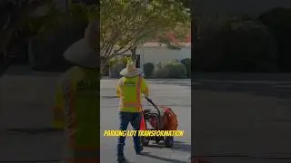 Parking lot revamp: broom, crack fill, patch and seal coat asphalt surface. #asphalt #sealcoating