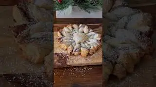 Nutella Snowflake #christmasbreakfast #christmasfood #holidayfood #snowflake #puffpastry #nutella