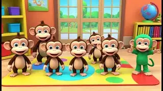 Five Monkeys at School 🐒🏫 | 3D Animated Nursery Rhyme for Kids | Toddler Learning Video