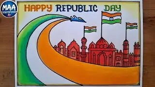 Republic Day Drawing | Happy Republic Day Drawing Easy | Republic Day Poster Drawing | 26 January 