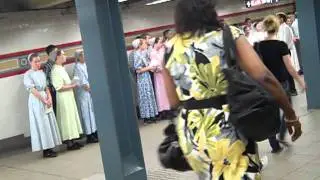 Mennonites in the subway station