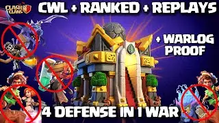 4 Defense in 1 WAR! New Th16 Base After Update🔥Th16 WAR Base Anti RC Charge Anti Root Rider & Dragon