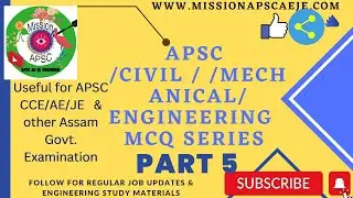 𝐀𝐏𝐒𝐂  C𝐢𝐯𝐢𝐥 / /𝐦𝐞𝐜𝐡𝐚𝐧𝐢𝐜𝐚𝐥/ 𝐞𝐧𝐠𝐢𝐧𝐞𝐞𝐫𝐢𝐧𝐠  Examination 𝐦𝐜𝐪 𝐬𝐞𝐫𝐢𝐞𝐬 part 5#apscae#apdclae#apdcljm#apscje
