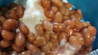 showing the Barbies how to make baked beans icecream #savoryoatmeal #foodblogger