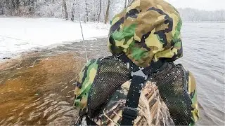 Wisconsin Early Spring Walleye Fishing Below Dams! **kayaking against fast current + snow**