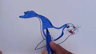 Simple drawing for kids, kids painting, seal fish painting, easy drawing for kids satisfying video