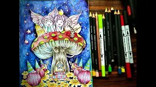 How I blend Ohuhu Brush pens with Derwent Procolour Pencils| Plus - Watercolor background #lulumayo