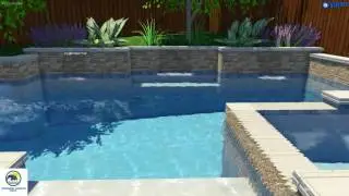 Custom Pool Builders Dallas | Raised Wall with Sheer Descent Water Features