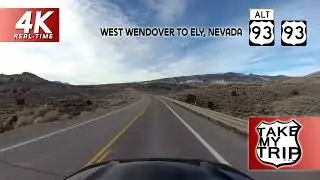 Southbound through Nevada on US 93 & Alt 93: West Wendover (I-80) to Ely, beautiful desert drive 4K