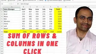 #Excel Total of Rows & Columns in Single Click , Sum Trick in MS Excel
