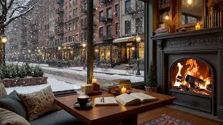Уютное зимнее утро в кафе ❄️ Комфортная атмосфера с джазовой музыкой и камином