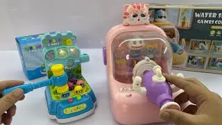9-minute game console toy unboxing, pink cat water gun shooting game, gopher game console, ASMR