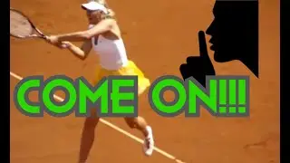 Maria Sharapova screaming and making her hair look nice