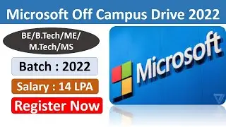 Microsoft off campus drive 2022 Registration | Hiring With 14 LPA | Recruitment for 2022 Batch