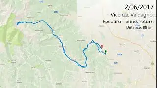 Map, 2nd June - Vicenza, Valdagno, Recoaro Terme, return