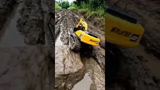 RC Excavator Digging Deep in Mud - FPV Drone View #rctruck #construction