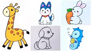 Teaching kids how to draw animals | Cute Animal Drawings for Kids