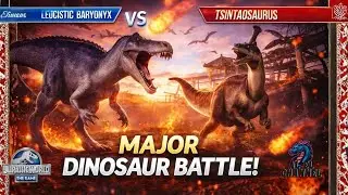 LEUCISTIC BARYONYX vs TSINTAOSAURUS | Epic Dinosaur Battle Jurassic World!