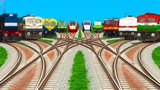 10* Trains Crossing by Curved Diamond 🙏🏻Railroad crossing Tarcks / train crossing 