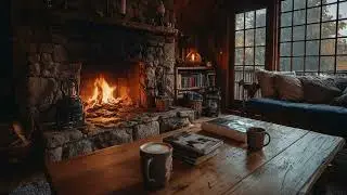 Cozy Cabin Rain & Fireplace | Ambience, Relaxation, Study