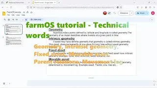 farmOS tutorial - Technical words - Geometry, Intrinsic geometry, Parent relations, Movement log