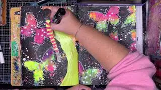 Creating ghosted neon butterflies in your journal