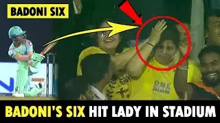 Ayush Badoni&rsquo;s six hits female spectator in Stadium during CSK vs LSG clash in Shivam Dube Over