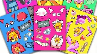 Peel & Play💞Incredibox Sprunki Sticker Book - Cute Criminal, Pink Bot x Gray, Wenda x Mroona